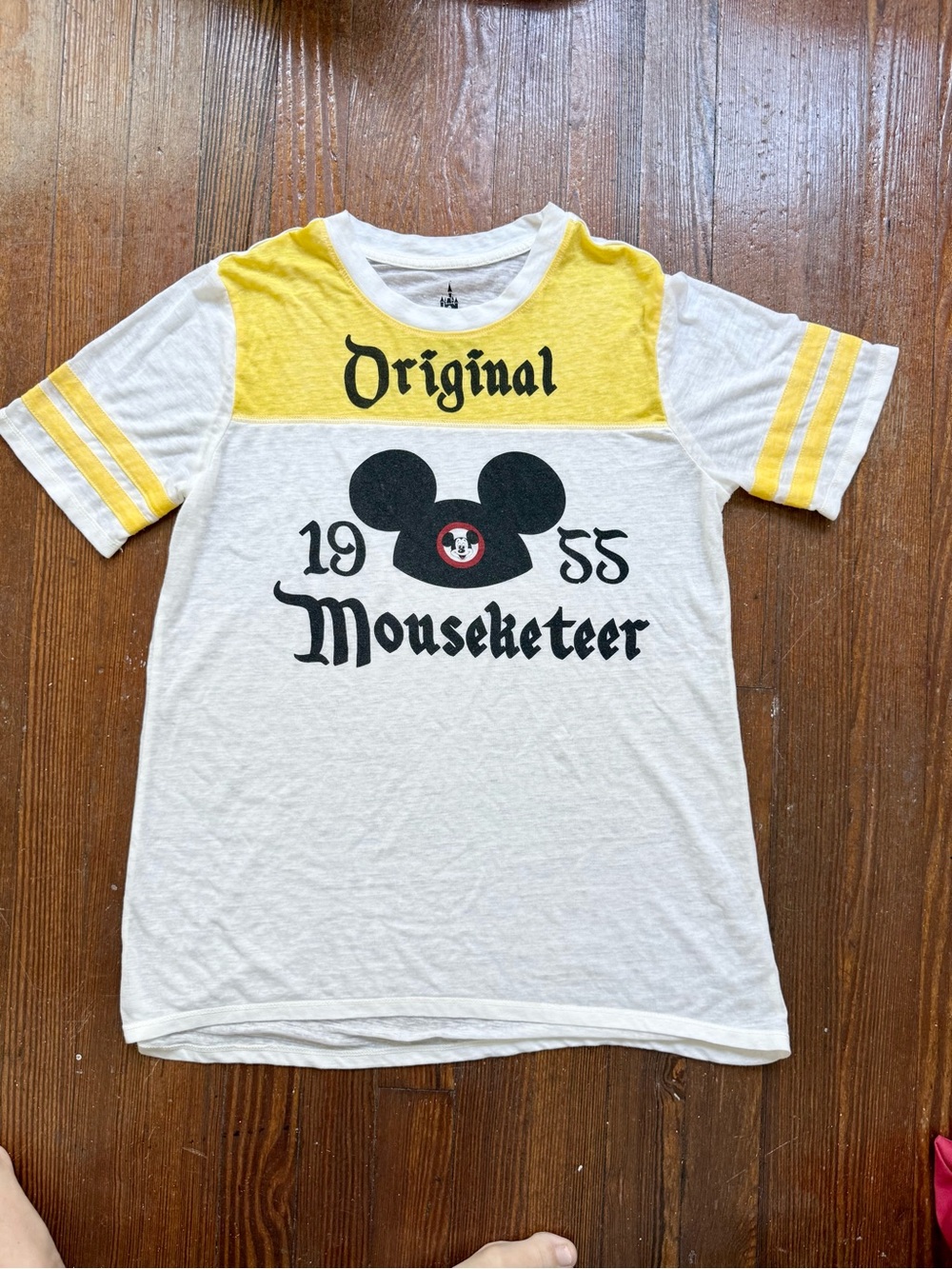 Retro Style BurnoutDisney White & Yellow Original Mouseketeer Ringer Tee